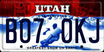 UT license plate B070KJ