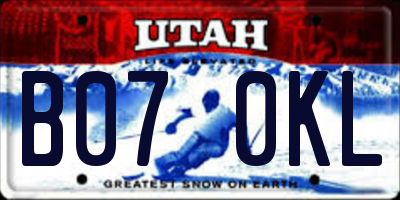 UT license plate B070KL