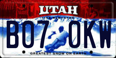 UT license plate B070KW