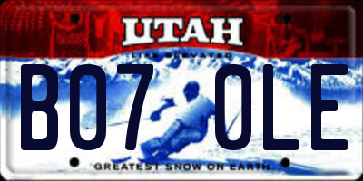 UT license plate B070LE