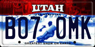 UT license plate B070MK
