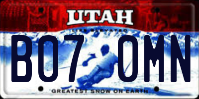 UT license plate B070MN