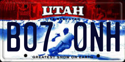 UT license plate B070NH