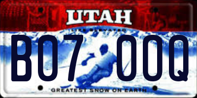 UT license plate B070OQ