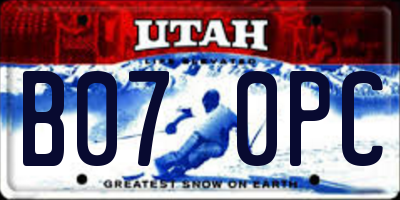 UT license plate B070PC