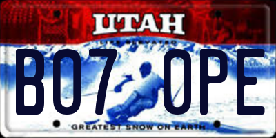 UT license plate B070PE