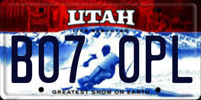 UT license plate B070PL