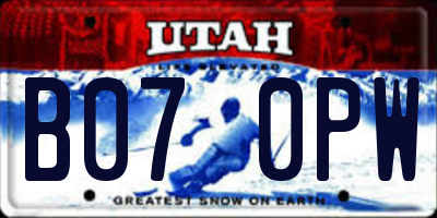 UT license plate B070PW