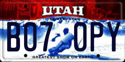 UT license plate B070PY