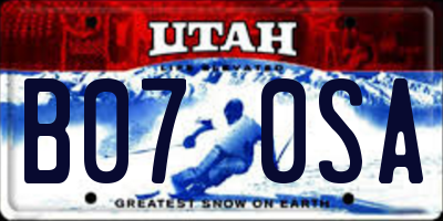 UT license plate B070SA