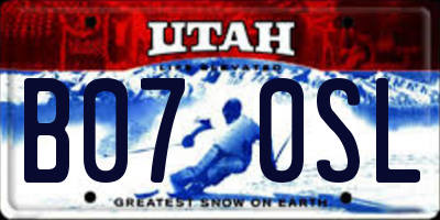 UT license plate B070SL