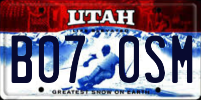 UT license plate B070SM
