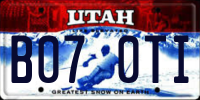UT license plate B070TI