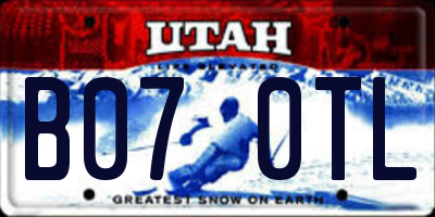 UT license plate B070TL
