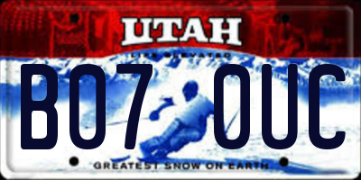 UT license plate B070UC