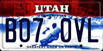 UT license plate B070VL