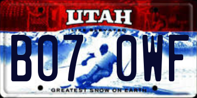UT license plate B070WF