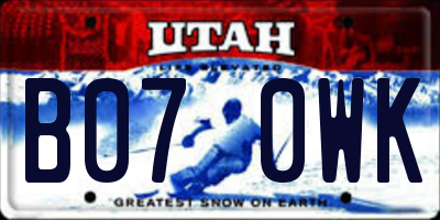 UT license plate B070WK