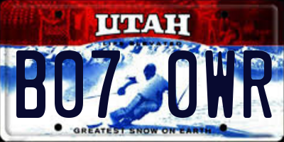 UT license plate B070WR