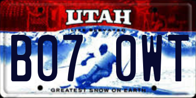 UT license plate B070WT