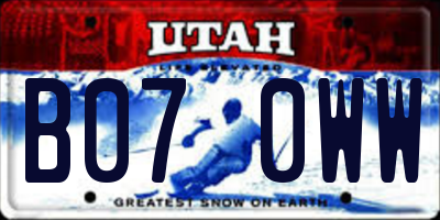 UT license plate B070WW
