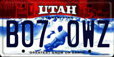 UT license plate B070WZ