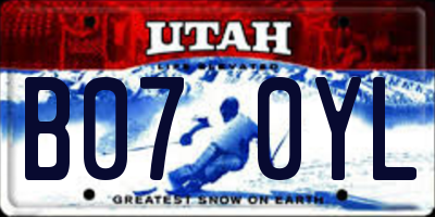 UT license plate B070YL