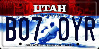 UT license plate B070YR