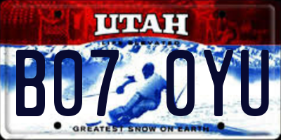 UT license plate B070YU