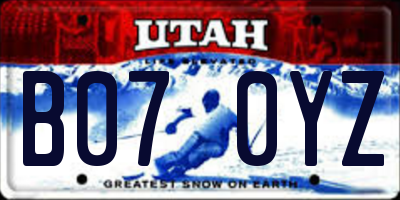 UT license plate B070YZ