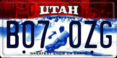 UT license plate B070ZG