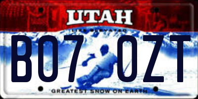 UT license plate B070ZT