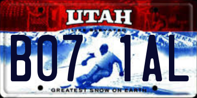 UT license plate B071AL