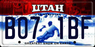 UT license plate B071BF