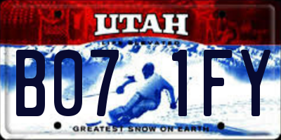 UT license plate B071FY