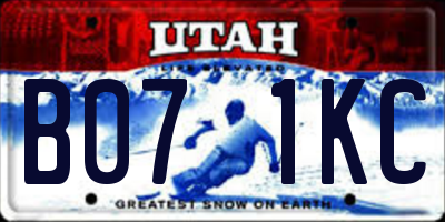 UT license plate B071KC