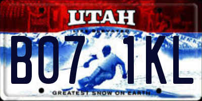 UT license plate B071KL