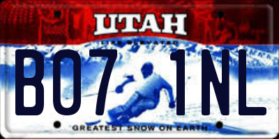 UT license plate B071NL
