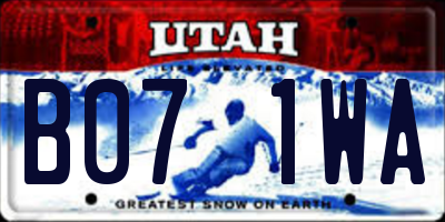 UT license plate B071WA