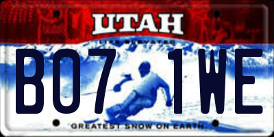 UT license plate B071WE