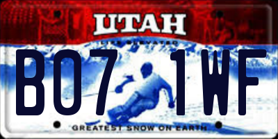 UT license plate B071WF
