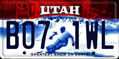 UT license plate B071WL