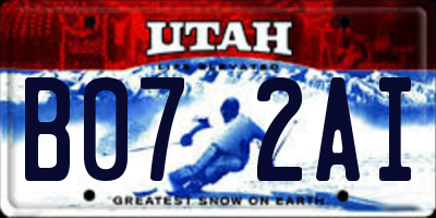 UT license plate B072AI