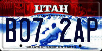 UT license plate B072AP