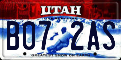 UT license plate B072AS