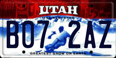 UT license plate B072AZ