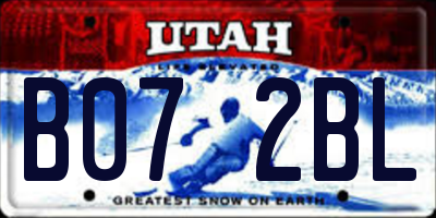 UT license plate B072BL