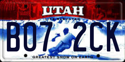 UT license plate B072CK