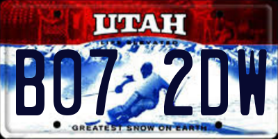 UT license plate B072DW