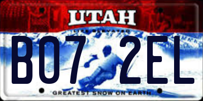 UT license plate B072EL